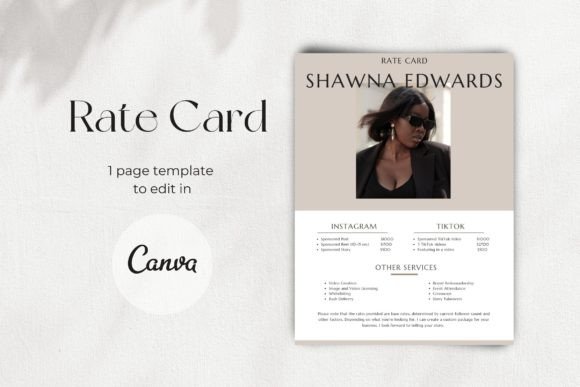 Instagram and TikTok rate card Canva template
