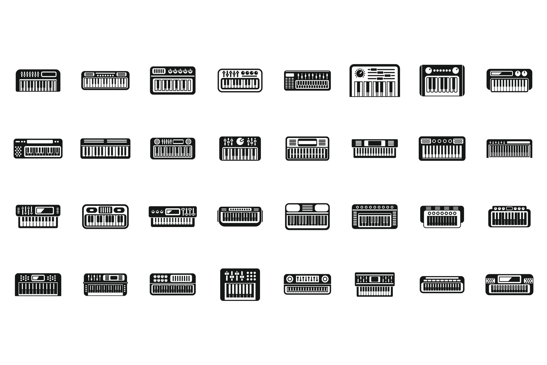 Synthesizer Icons Set Simple Vector.