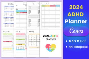 2024 ADHD Planner Canva Template Graphic by munjixpro · Creative Fabrica