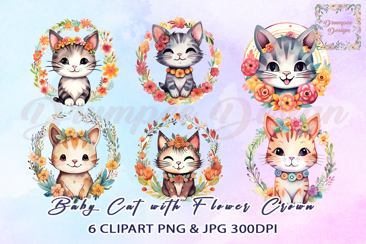 Baby Cat Watercolor Clipart Graphic by Drumpee Design · Creative Fabrica