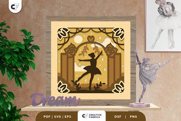 Ballerina Dance 3D Light Box Paper Cut Sports 3D SVG Craft By 3D SVG Crafts