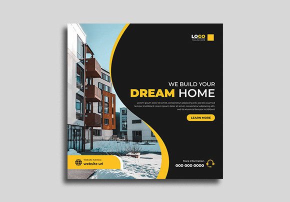 Construction Agency Social Media Post Graphic Social Media Templates By MouriThemes