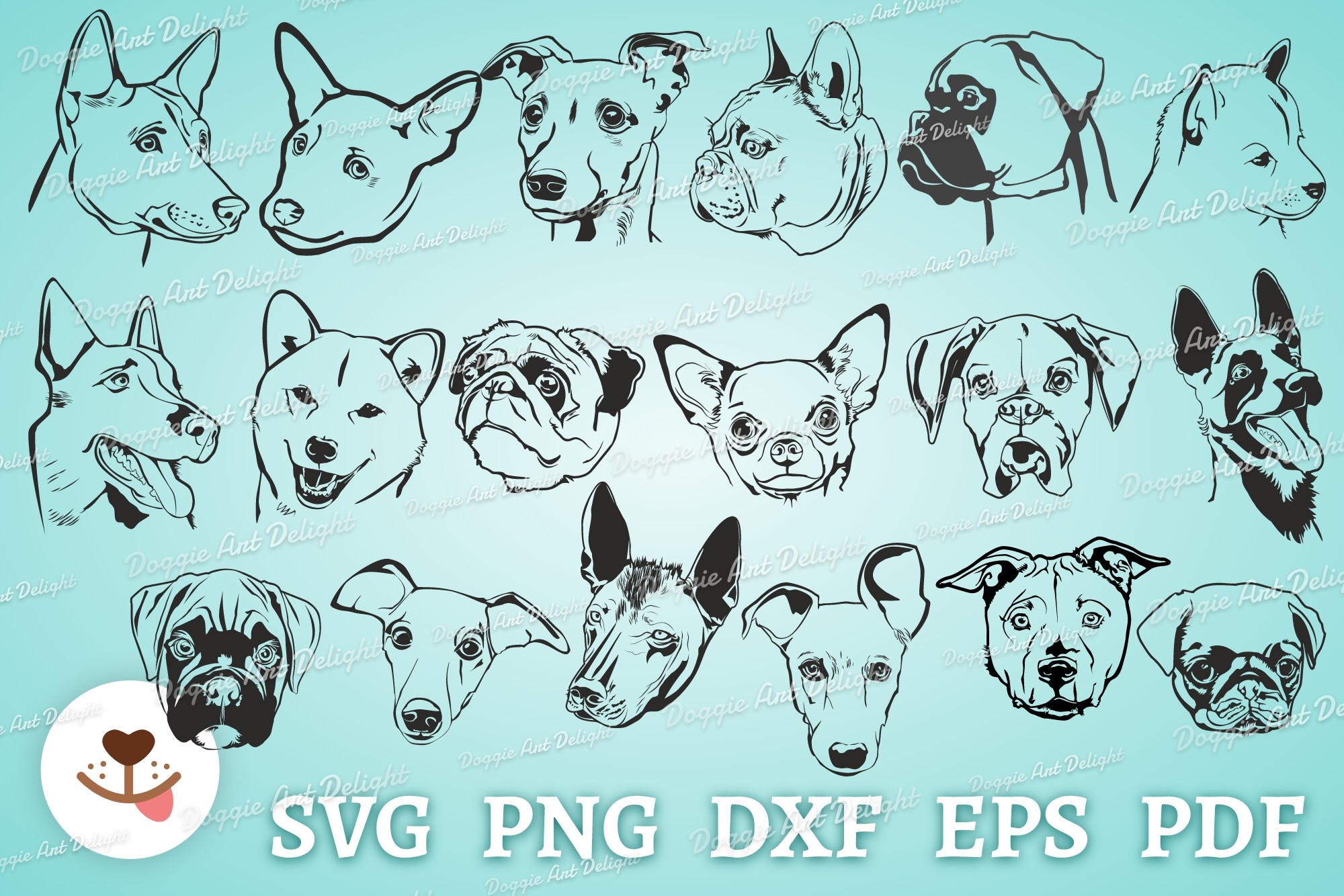 Dog Face Svg Cut File Bundle Graphic by Doggie Art Delight · Creative ...