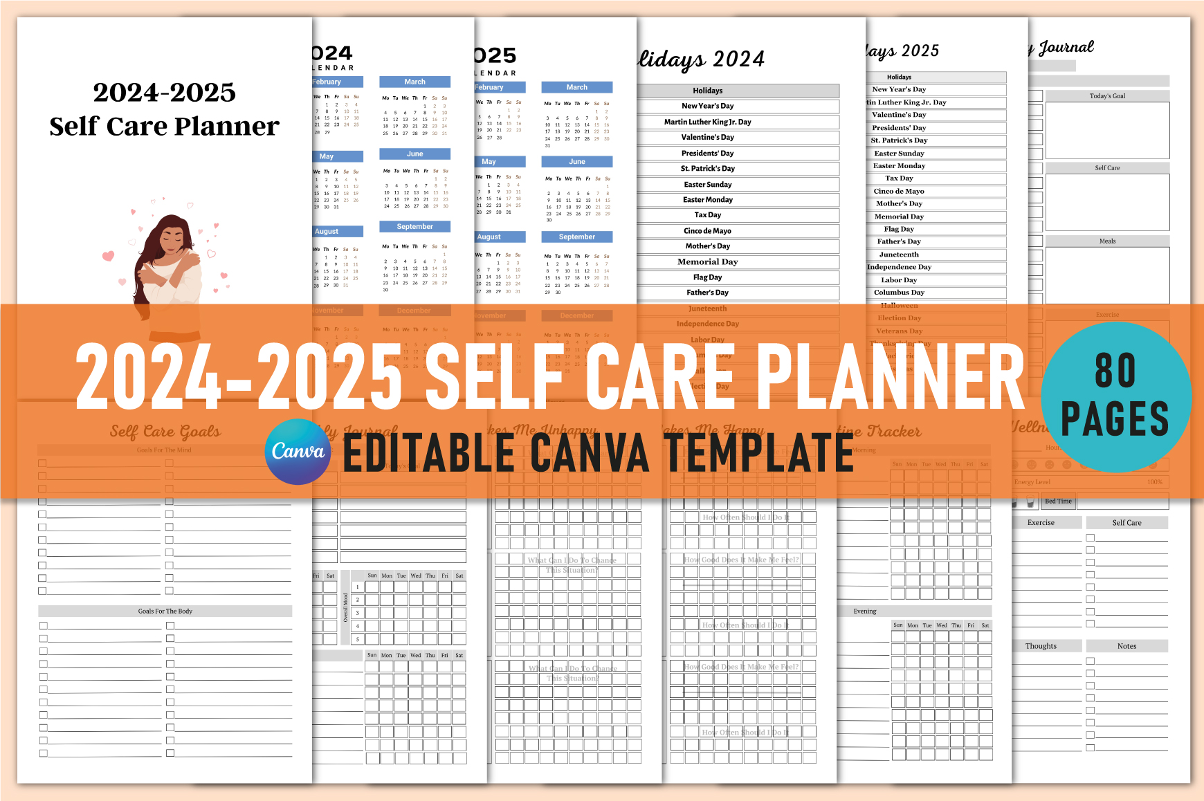 Editable 2024-2025 Self Care Planner KDP Graphic by Shumaya · Creative ...