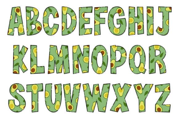 Fresh Avocado Font PNG with transparent background - Preview 1