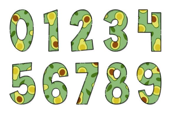 Fresh Avocado Font PNG with transparent background - Preview 3