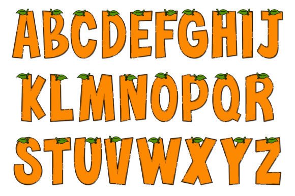 Orange Fruit Font PNG with transparent background - Preview 1