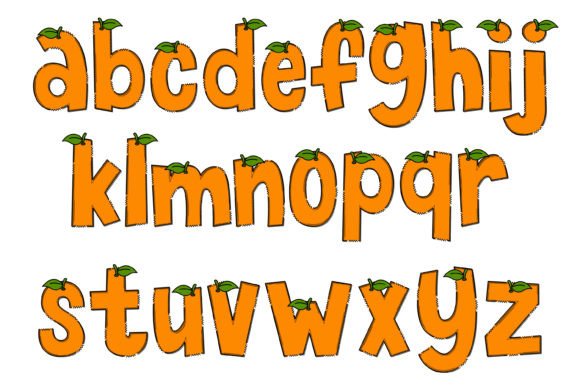 Orange Fruit Font PNG with transparent background - Preview 2