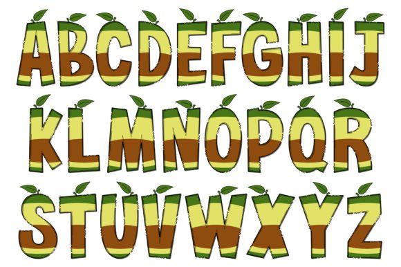 Organic Avocado Font PNG with transparent background - Preview 1
