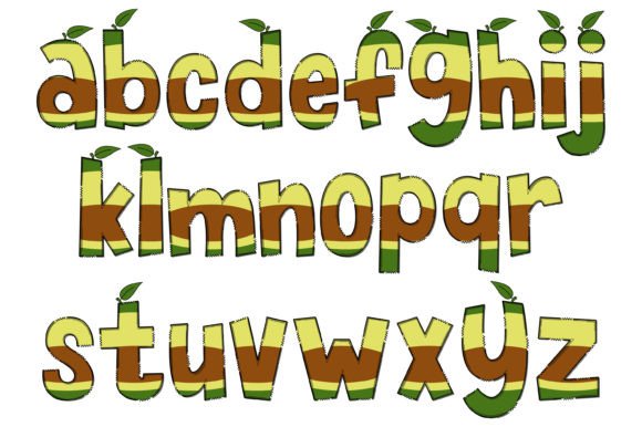 Organic Avocado Font PNG with transparent background - Preview 2