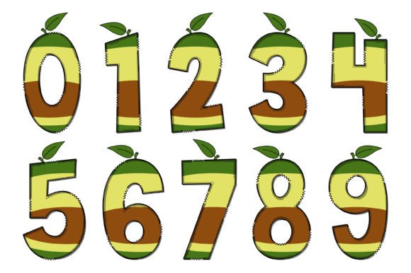 Organic Avocado Font PNG with transparent background - Preview 3