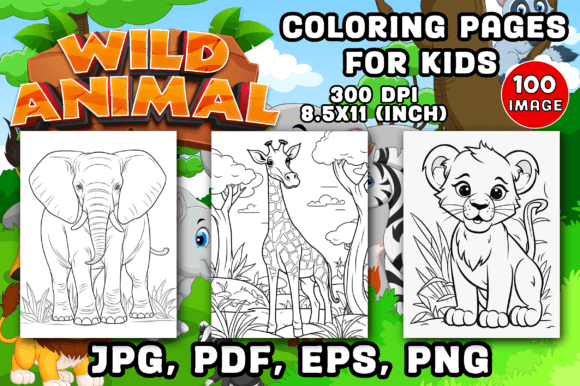 100 Wild Animal Coloring Pages for Kids Graphic by Printable Crafts ...