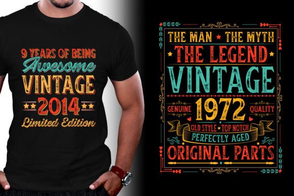 T-Shirt Design Bundle-Vintage T-Shirt De