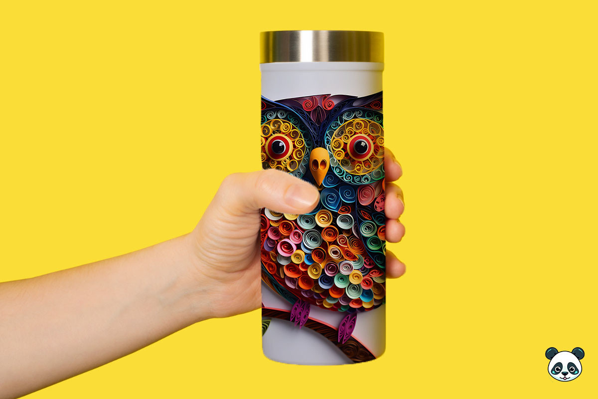 3D Owl Paper Quilling Tumbler Wrap PNG Graphic by Pandastic · Creative ...