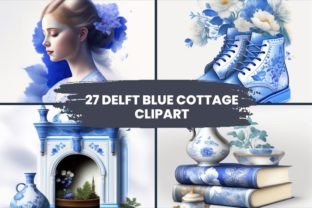 Farmhouse Clipart Delft Blue Graphic by TrendyPixelArt · Creative Fabrica