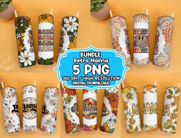 Retro Mama 20oz Tumbler Wrap Png