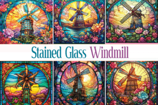 Windmi Graphics Stained Glass Windmill Graphic by Pro Designer Team · Creative Fabrica