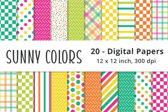 Sunny Colored Digital Paper Backgrounds Gráfico Patrones de Papel Por Lemon Paper Lab
