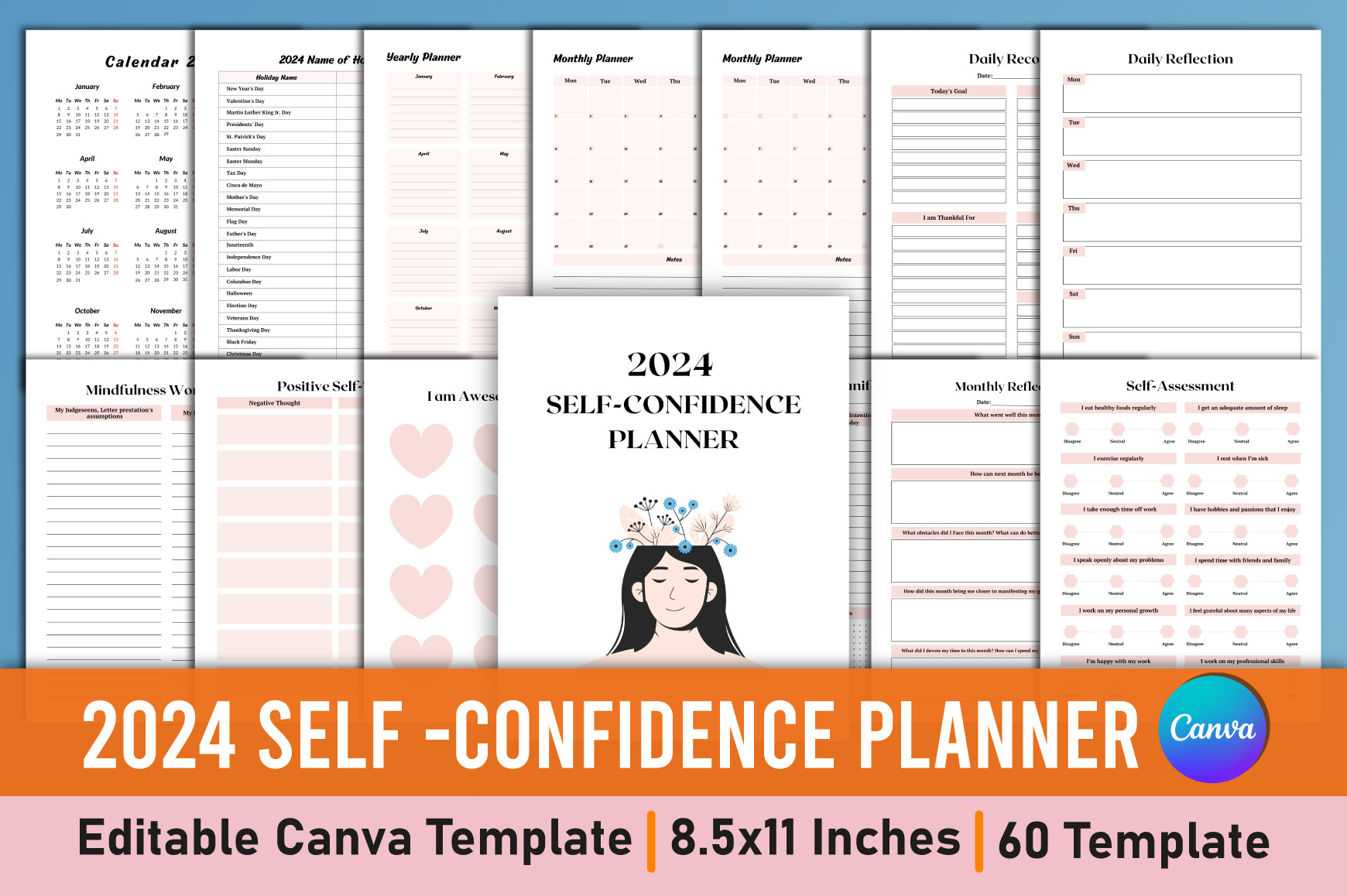 2024 Self Confidence Planner Canva Graphic by Mustafiz · Creative Fabrica