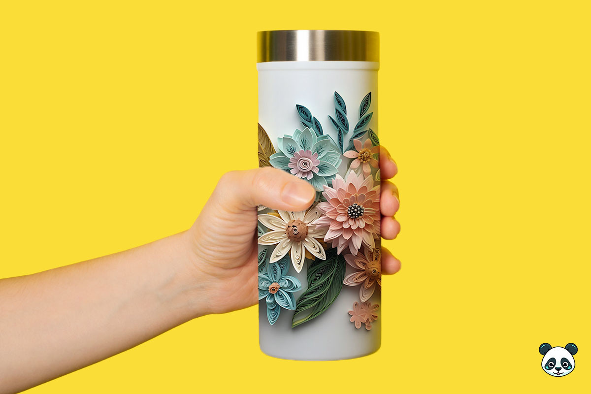3D Floral Paper Quilling Tumbler Wrap Graphic by Pandastic · Creative ...