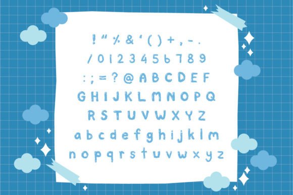 Cloud Fuffy Font PNG with transparent background - Preview 1