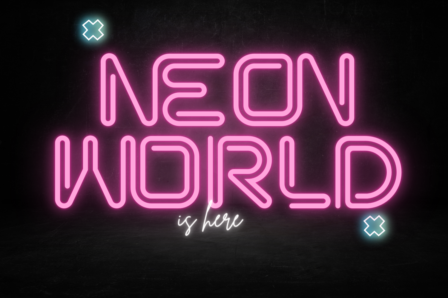 Neon World preview, minimal rounded letterforms with open tube ends