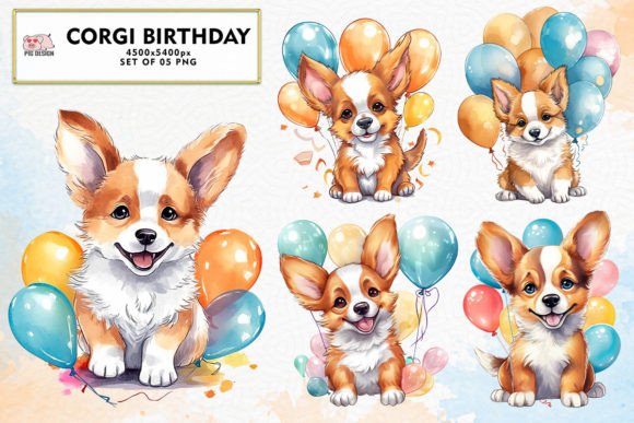 Corgi birthday sublimation clipart PNG for Cricut mug tumbler and party shirt pressing