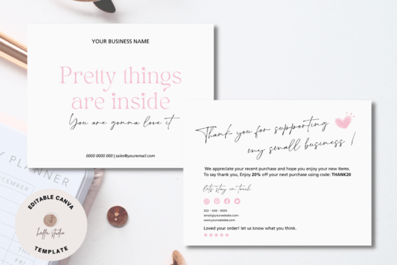 Editable Canva Business Thank You Card