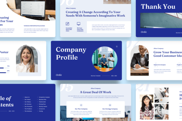 Preview of Orbit - Company Profile PowerPoint business report presentation template