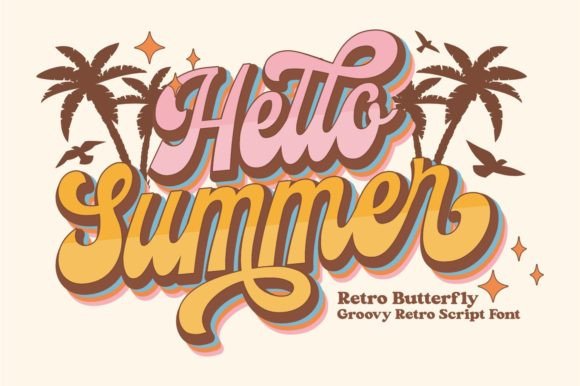 Retro Butterfly Font PNG with transparent background - Preview 4
