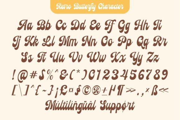 Retro Butterfly Font PNG with transparent background - Preview 6