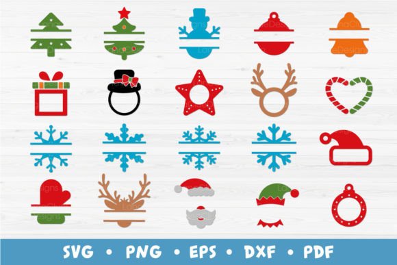 20 Christmas Monogram Frames SVG Bundle