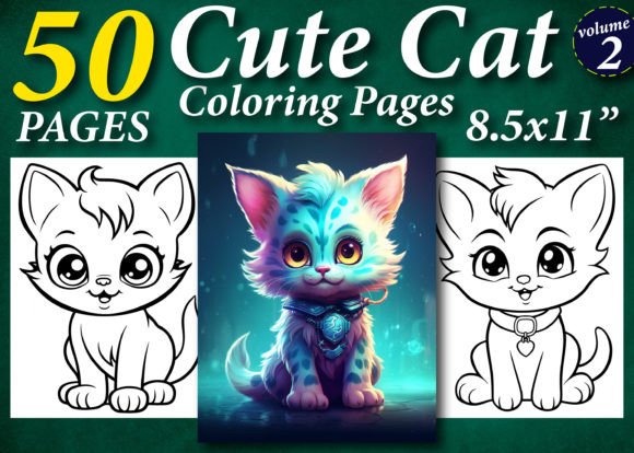 50+ Cute Cat Coloring Pages for Kids