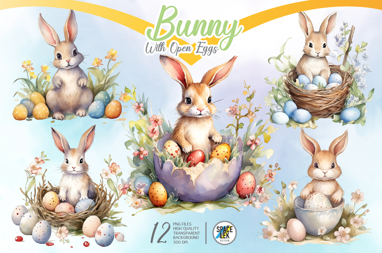 Bunny Easter Eggs Sublimation Clipart Graphic by spacelek · Creative ...