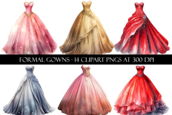 Formal Gown - Long Dress Clipart Graphic by Digital Paper Packs  Creative  Fabrica