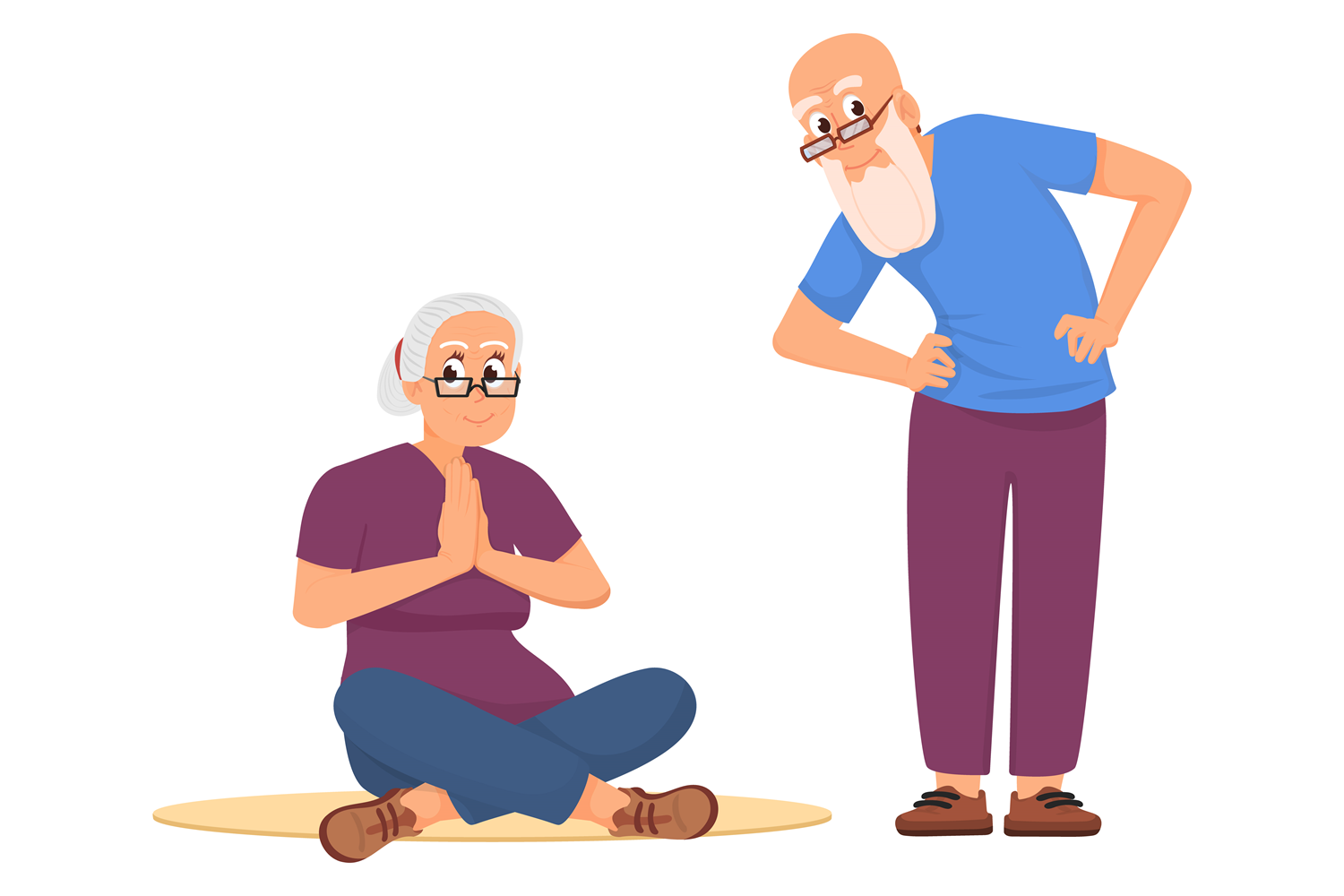 Old People Workout. Happy Seniors Exerci