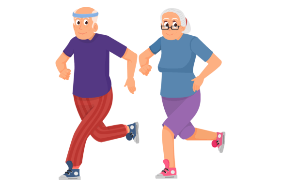 Running Old People. Seniors Jogging. Pen