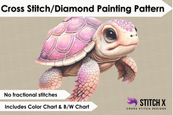 Sweet Pink Turtle Cross Stitch Pattern