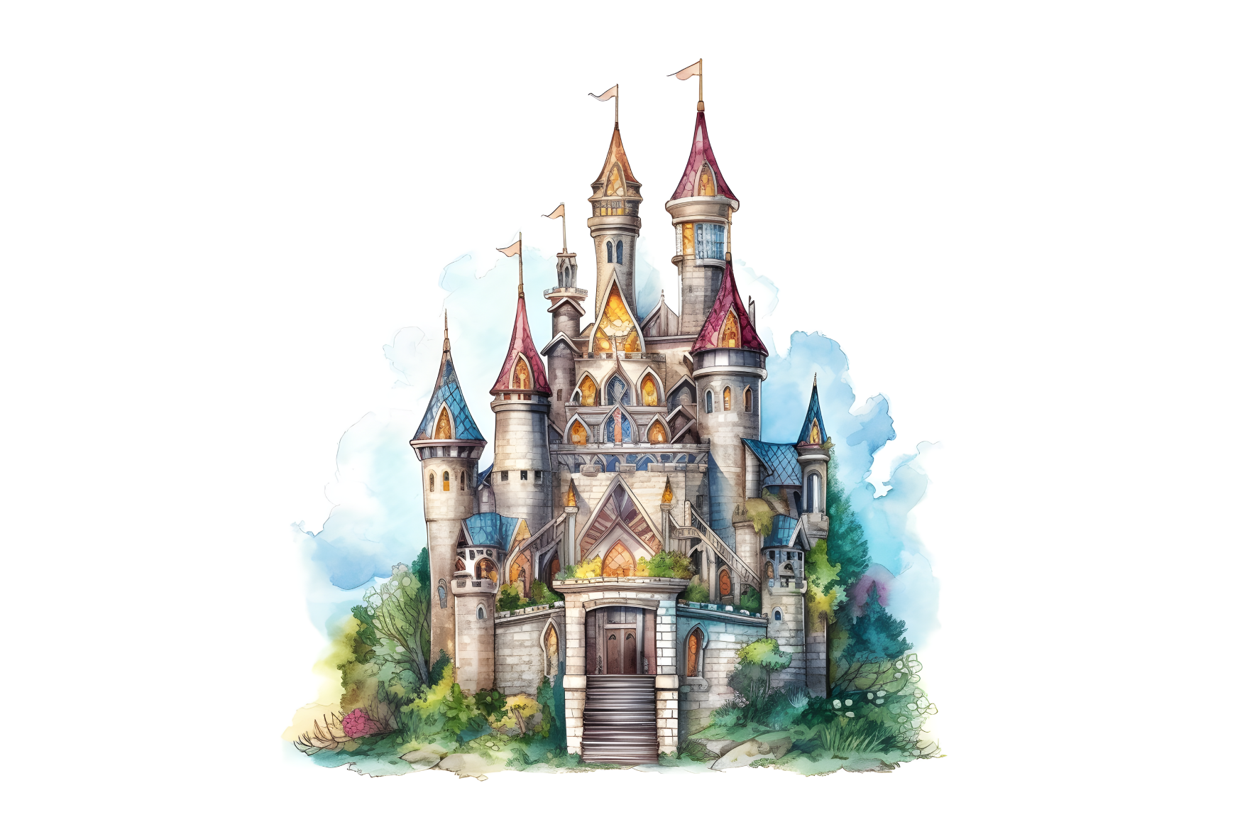 Watercolor Castle Clipart Graphic by WatercolorByKr · Creative Fabrica