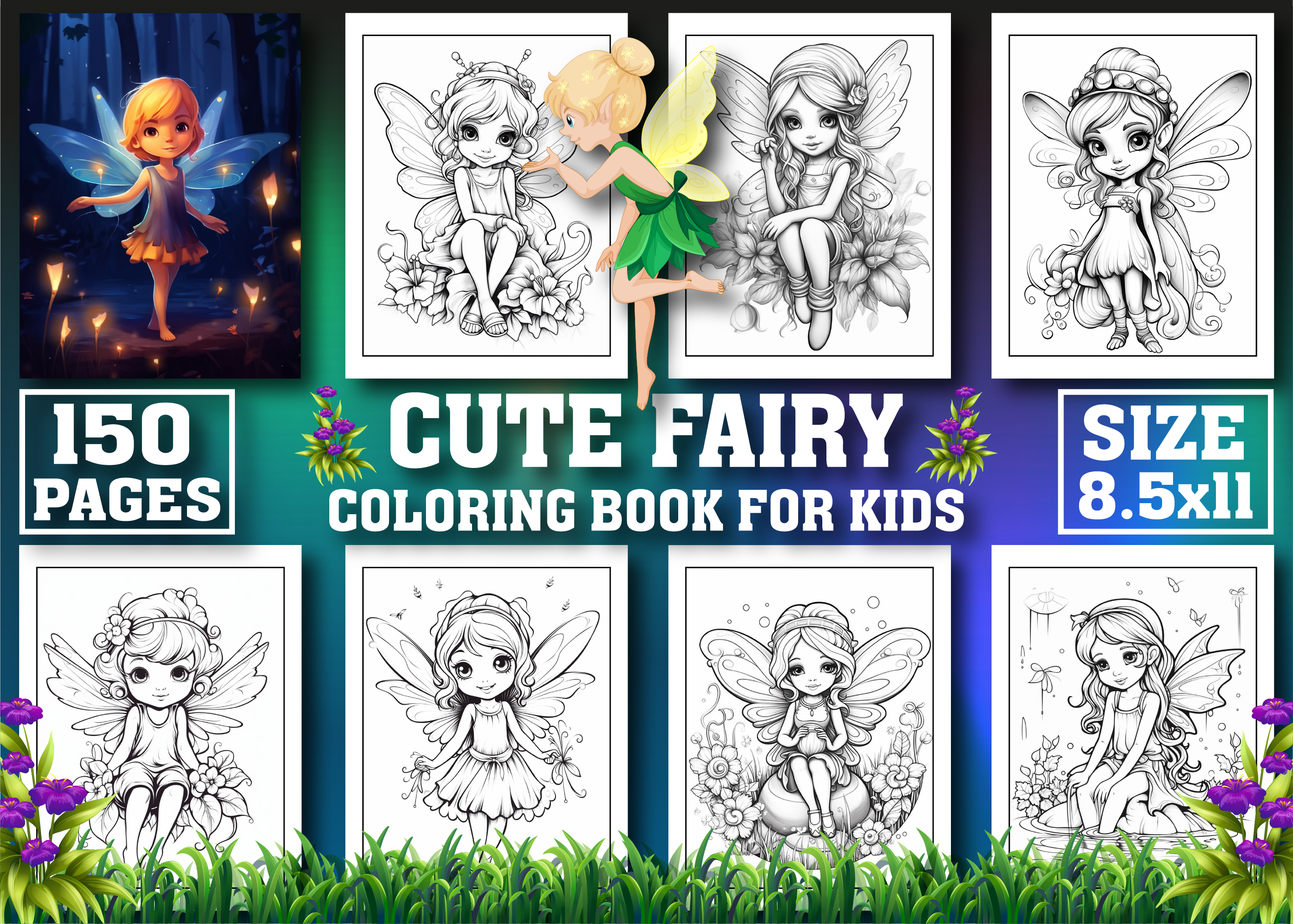 150 Cute Fairy Coloring Pages for Kids Graphic by Design Zone ...