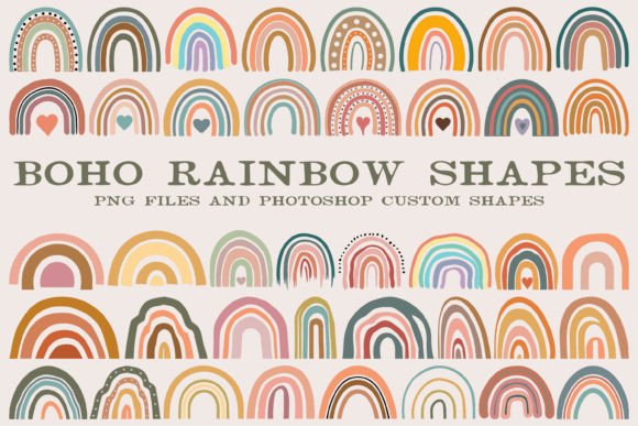 Boho Rainbow Custom Shapes and Png Files
