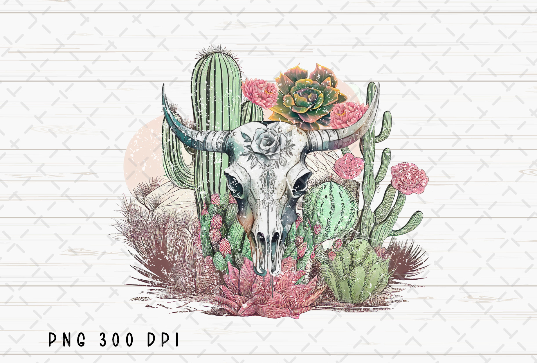 Cow Skull Desert Cactus Vintage PNG Graphic by Flora Co Studio  Creative  Fabrica