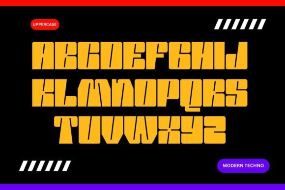 Modern Techno Font PNG with transparent background - Preview 3
