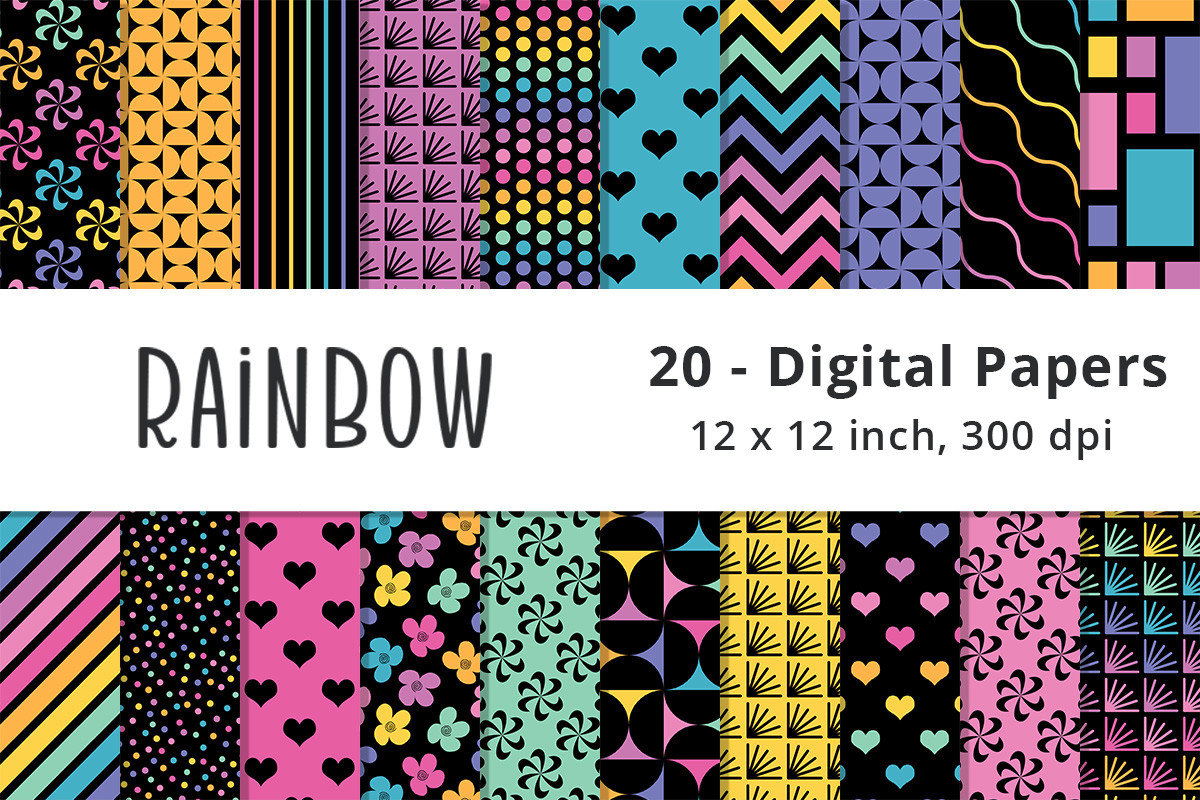 Rainbow Color Background Scrapbook Paper