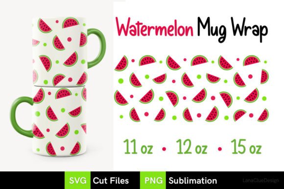 Watermelon Mug Wrap Svg Png Graphics