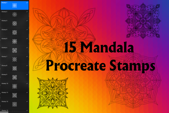 15 Mandala Procreate Stamps Graphic by sofieversluys · Creative Fabrica