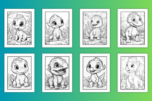 Kids Cute Dinosaur Coloring Pages VOL 1 Graphic by Dimi_Design ...