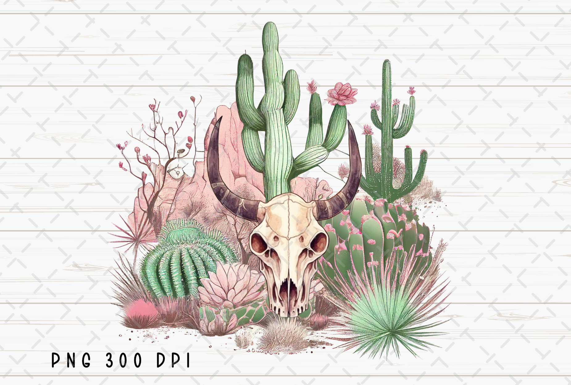 Cow Skull Vintage Desert Cactus PNG Graphic by Flora Co Studio  Creative  Fabrica