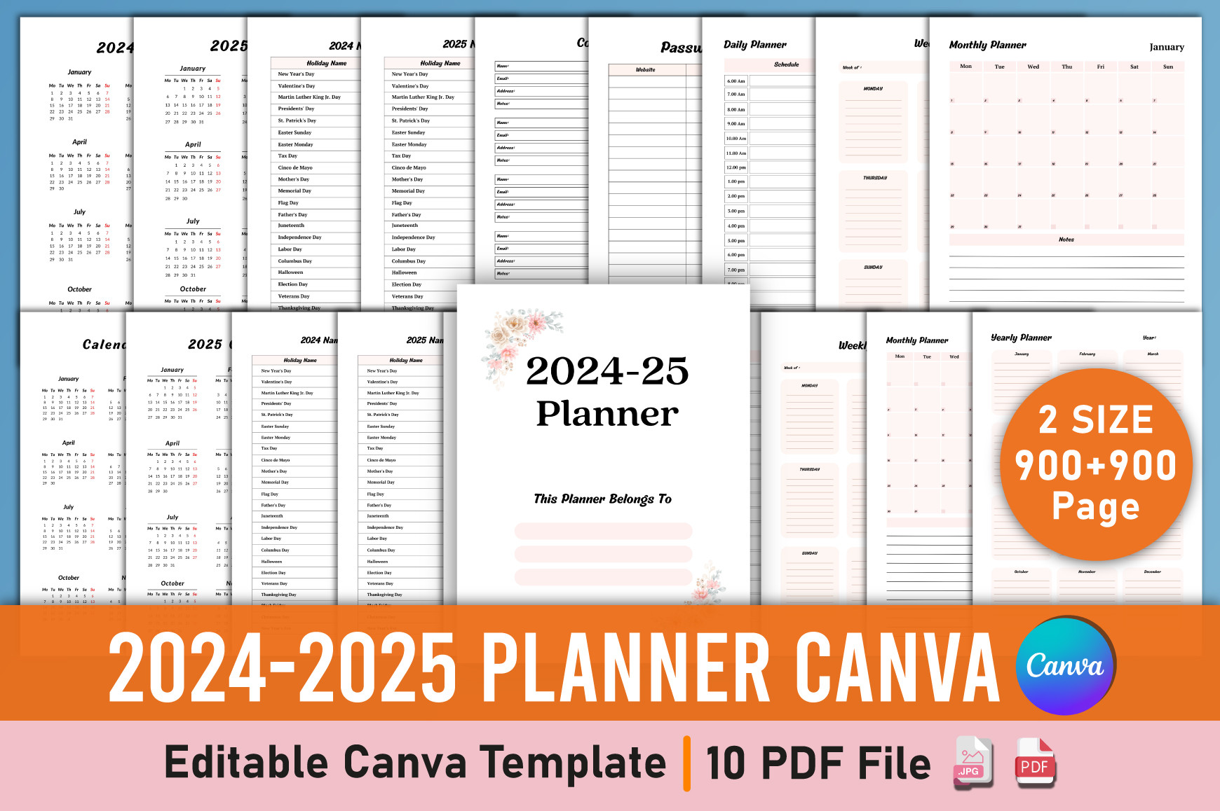 Editable 2024-2025 Planner Canva Graphic by Mustafiz · Creative Fabrica