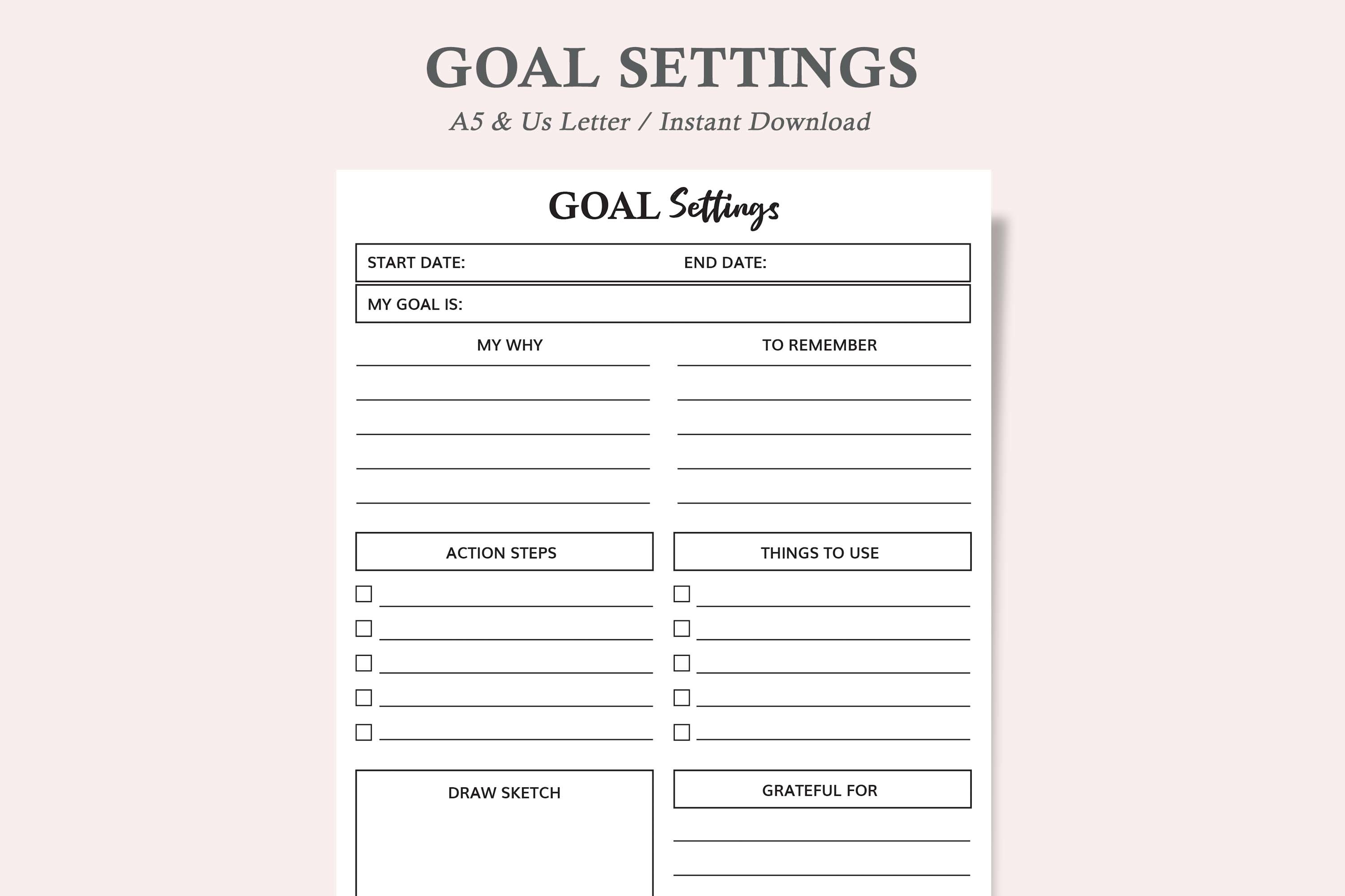 Goal Setting Template,Organizer Pages Graphic by watercolortheme ...